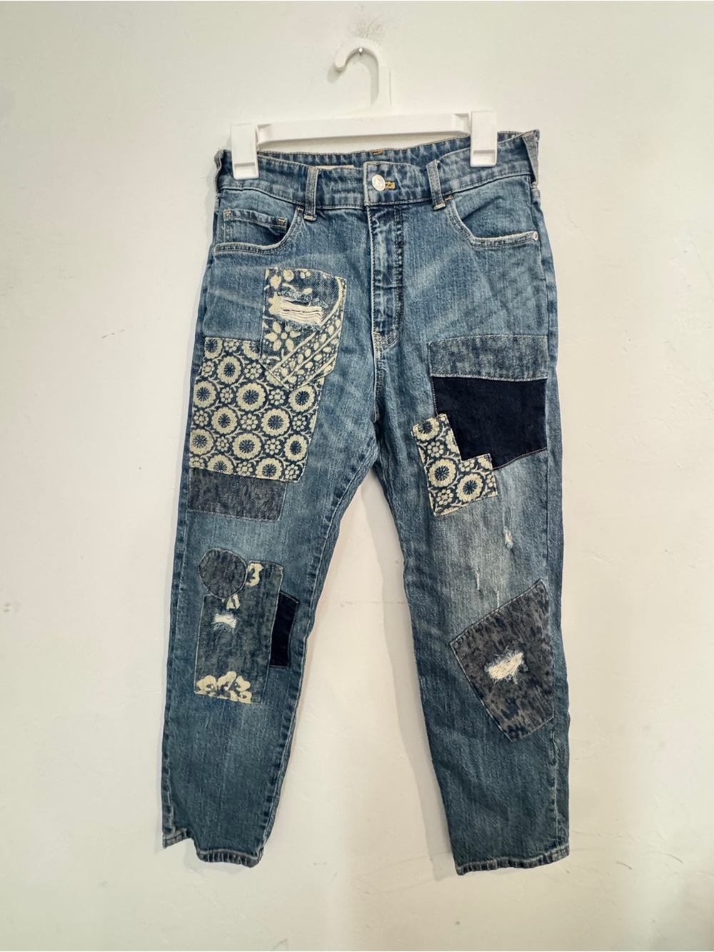 Anthropologie Pilcro The Borrowed Boyfriend Patchwork Jeans Size 28